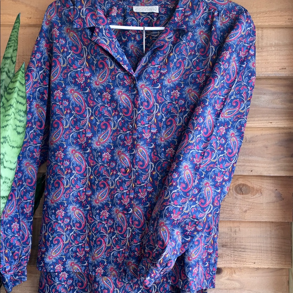 Vintage Ecco Bay 2 Piece Paisley Shirt and Skirt